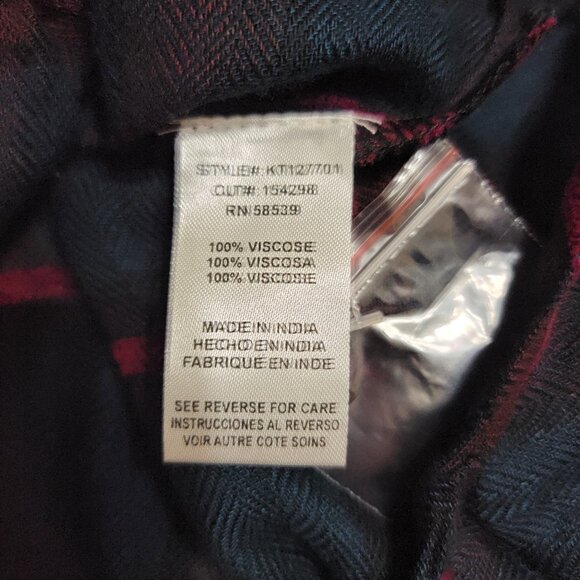 Kut from the Kloth | Tessa Plaid Flannel Cropped Button Up Shirt Wine Navy - Picture 7 of 8